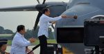 Jokowi siramkan air bunga ke pesawat C-130J A-1339 di Lanud Halim