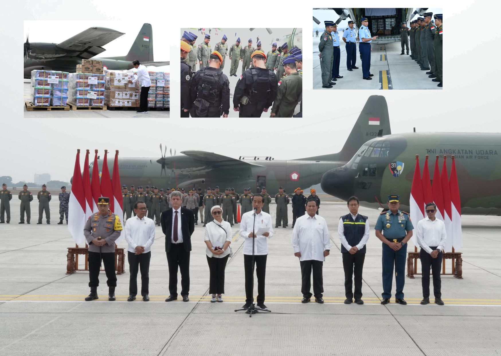 Pesawat L-100-30 Hercules TNI AU Dari Skadron Udara 31 Dan 32 Membawa ...