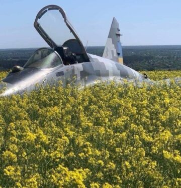 MiG-29 Ukraina mendarat darurat di ladang